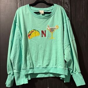 Fantastic Fawn Tacos & Margaritas Sequin Patch Sweatshirt